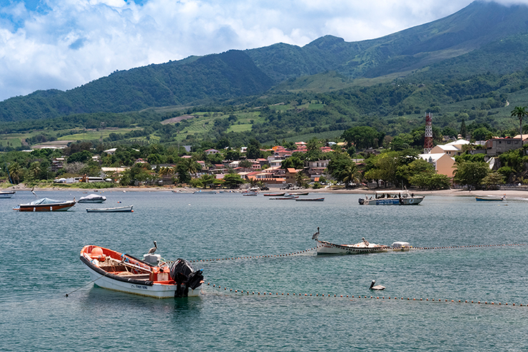 Local fishing boats in the bay of Anse d'Arlet.