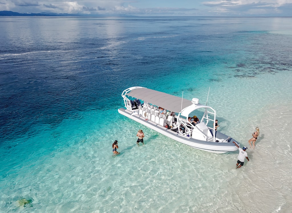 Between dives, there is often time for a stop on a pristine beach.