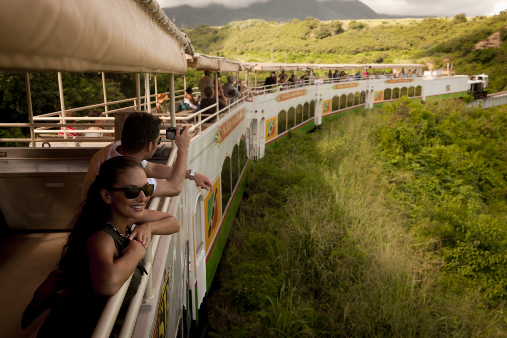 The St. Kitts Scenic Railway runs along the coast on tracks that once carried sugar cane to the mills.