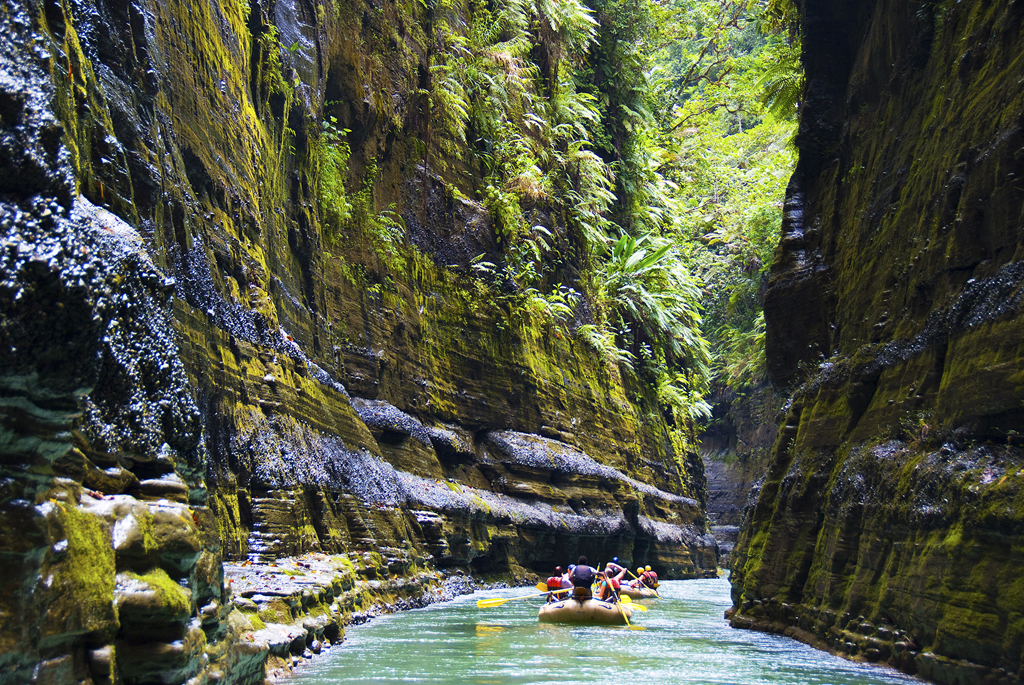 Fiji's Navu River flows through a dramatic gorge on its way to the ocean. Fiji's Navu River flows through a dramatic gorge on its way to the ocean.