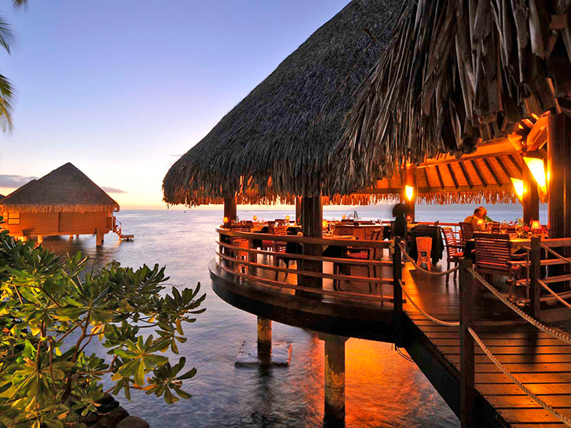 The resort's Le Lotus serves gourmet French cuisine accompanied by fine wines and water views.