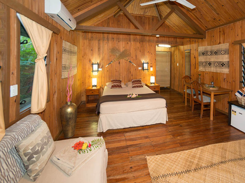 Waidroka offers three accommodation choices, with five ocean-view rooms set on a hillside above the resort. Five oceanfront Fijian-style bures and a pair of two-room oceanfront bures designed for families and small groups traveling together.